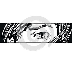 Ink drawing eyes manga illustration photo